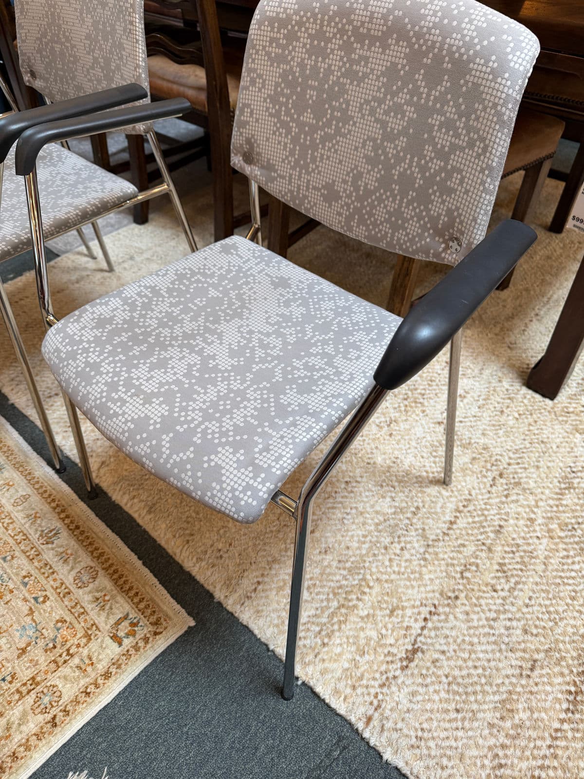 Hightower Modernist Stackable Damask Print Arm Chairs, Pair - Thumbnail 9