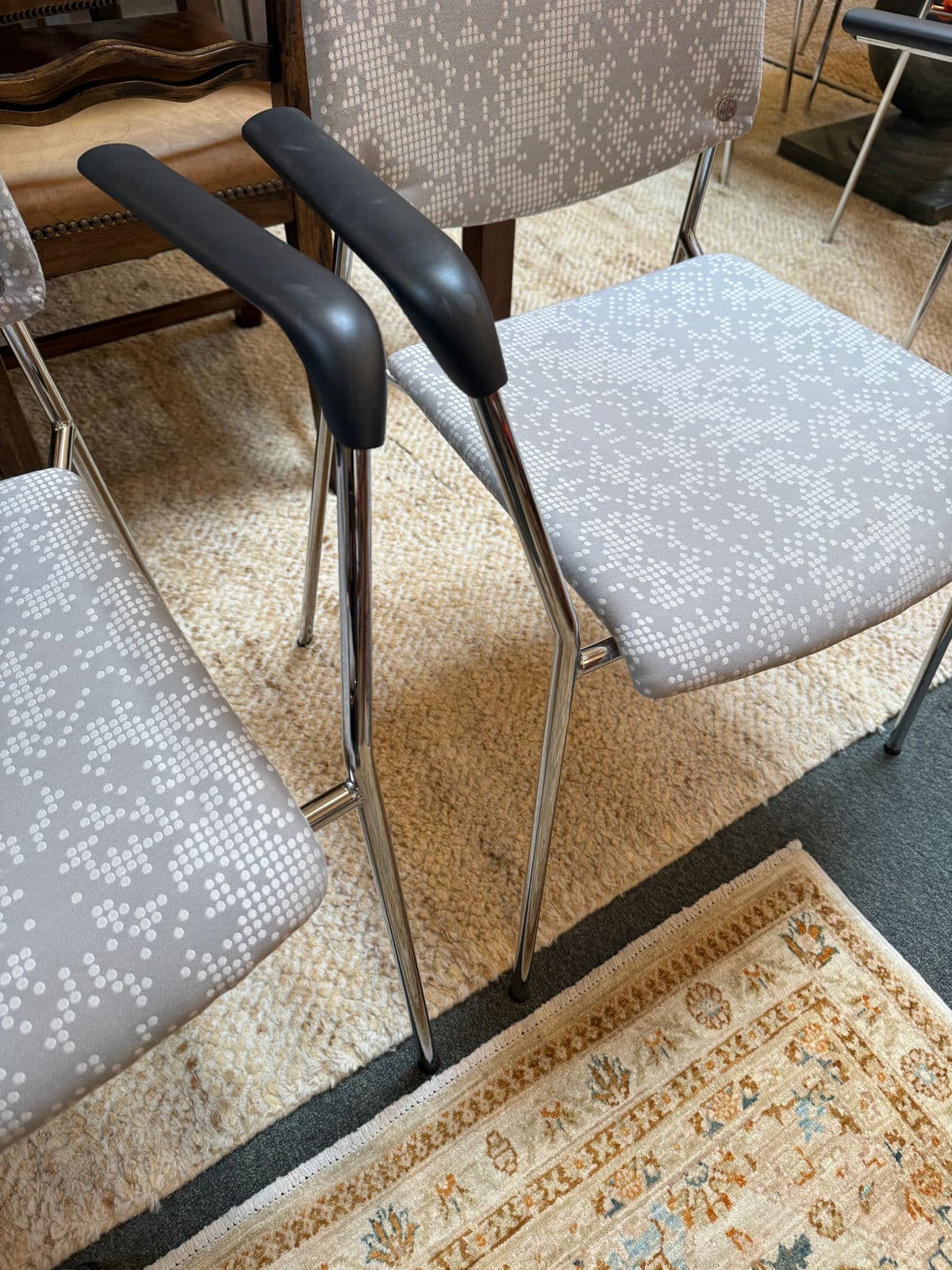 Hightower Modernist Stackable Damask Print Arm Chairs, Pair - Thumbnail 7