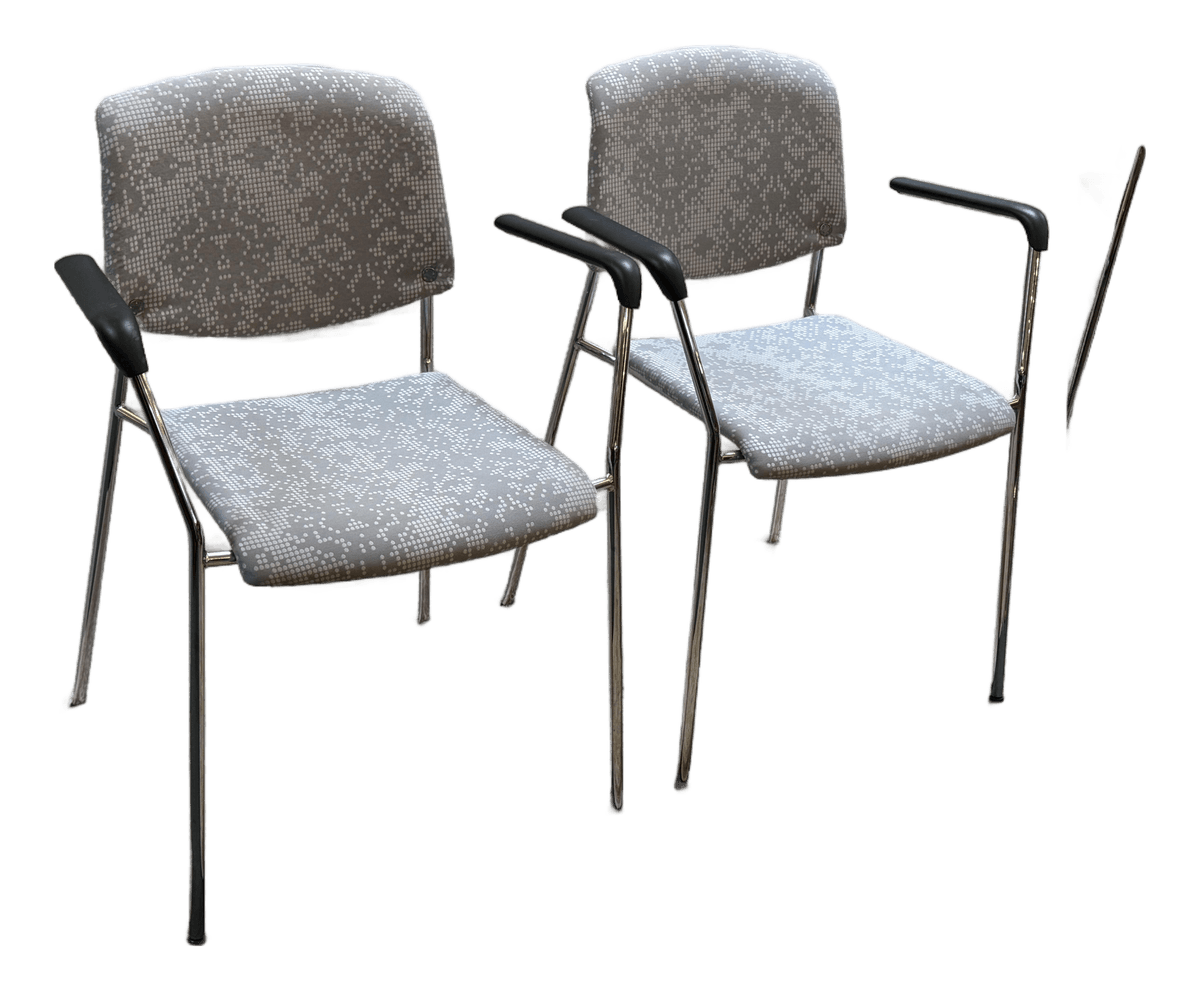 Hightower Modernist Stackable Damask Print Arm Chairs, Pair - Thumbnail 2