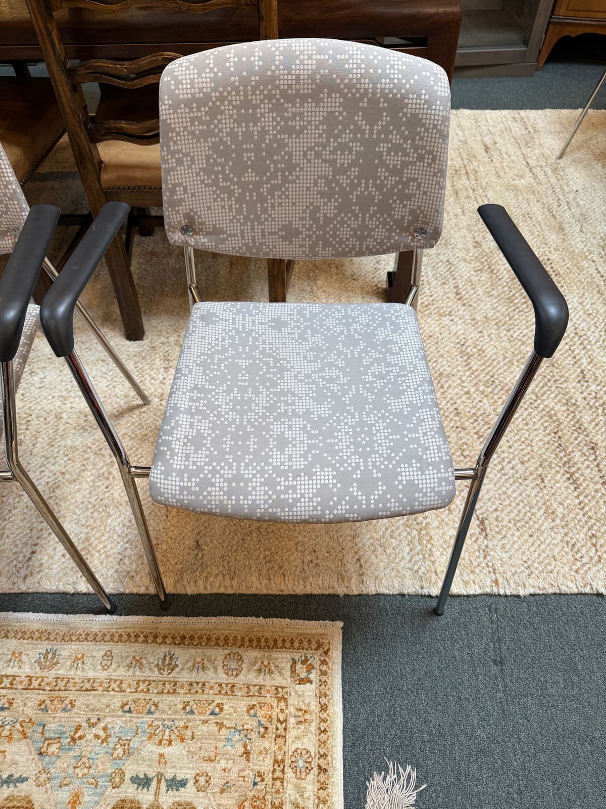 Hightower Modernist Stackable Damask Print Arm Chairs, Pair - Thumbnail 11