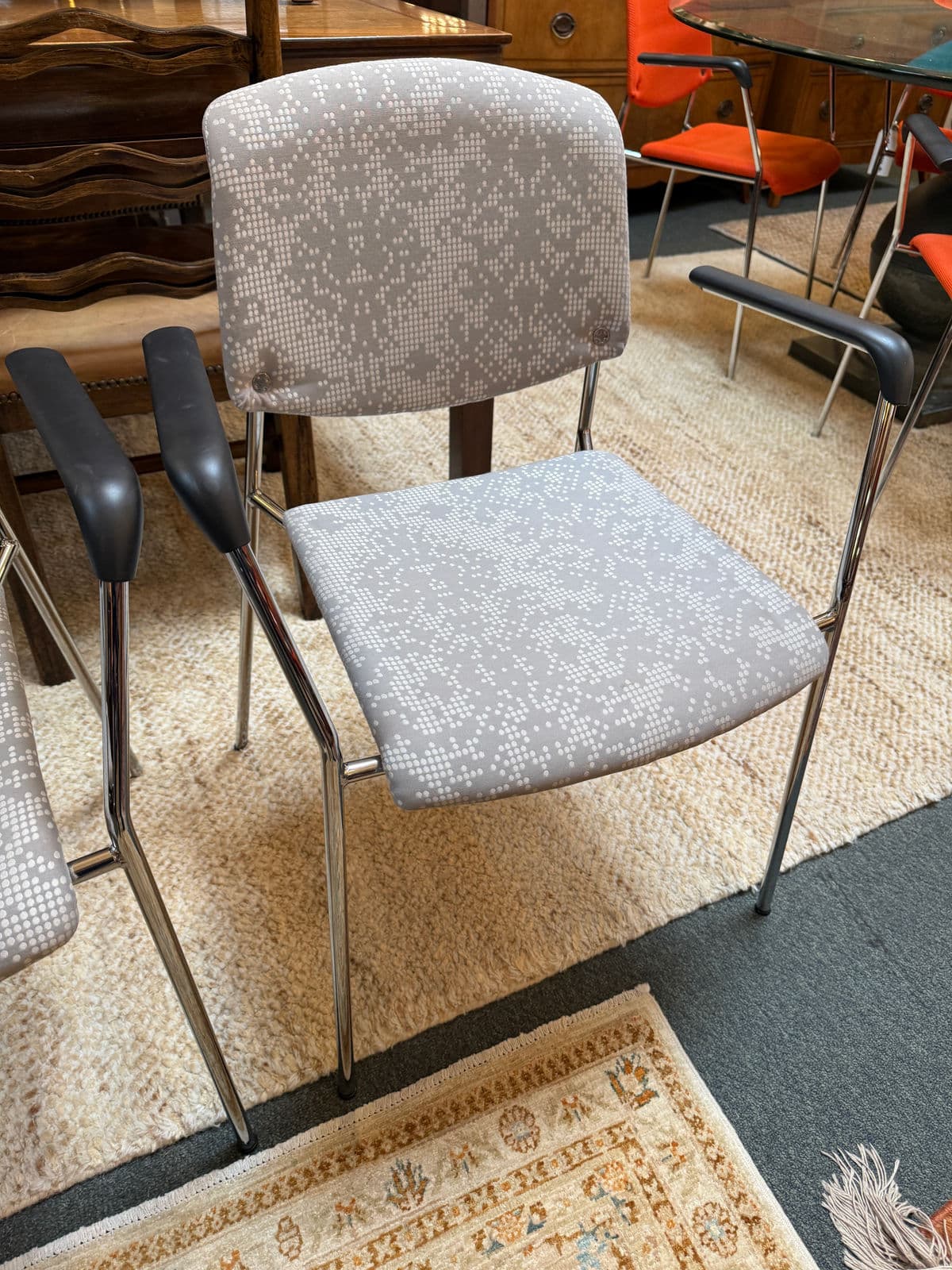 Hightower Modernist Stackable Damask Print Arm Chairs, Pair - Thumbnail 10