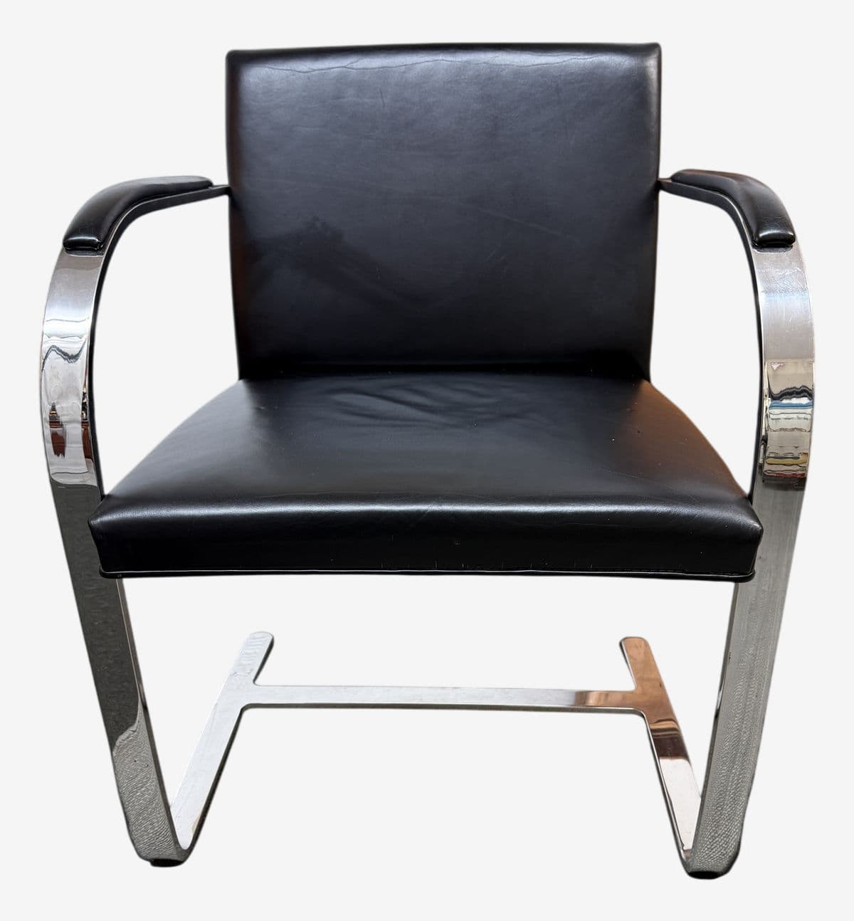 Brueton Cantilever Leather + Chrome Chair - Image 1