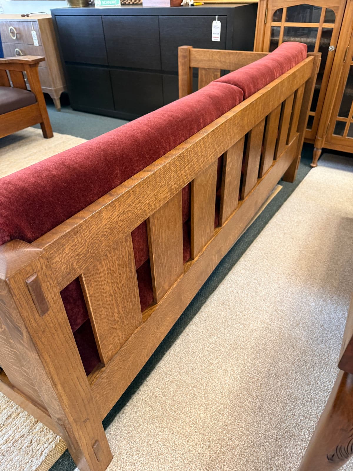 Stickley Mission Oak Wood Arts & Crafts Sofa - Thumbnail 7