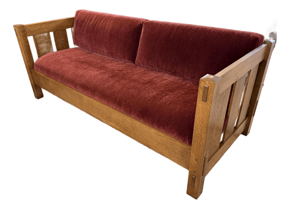 Stickley Mission Oak Wood Arts & Crafts Sofa - Thumbnail 2