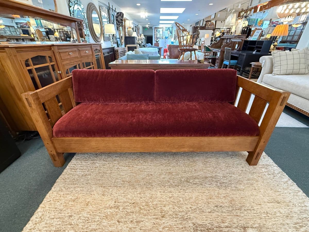 Stickley Mission Oak Wood Arts & Crafts Sofa - Thumbnail 3