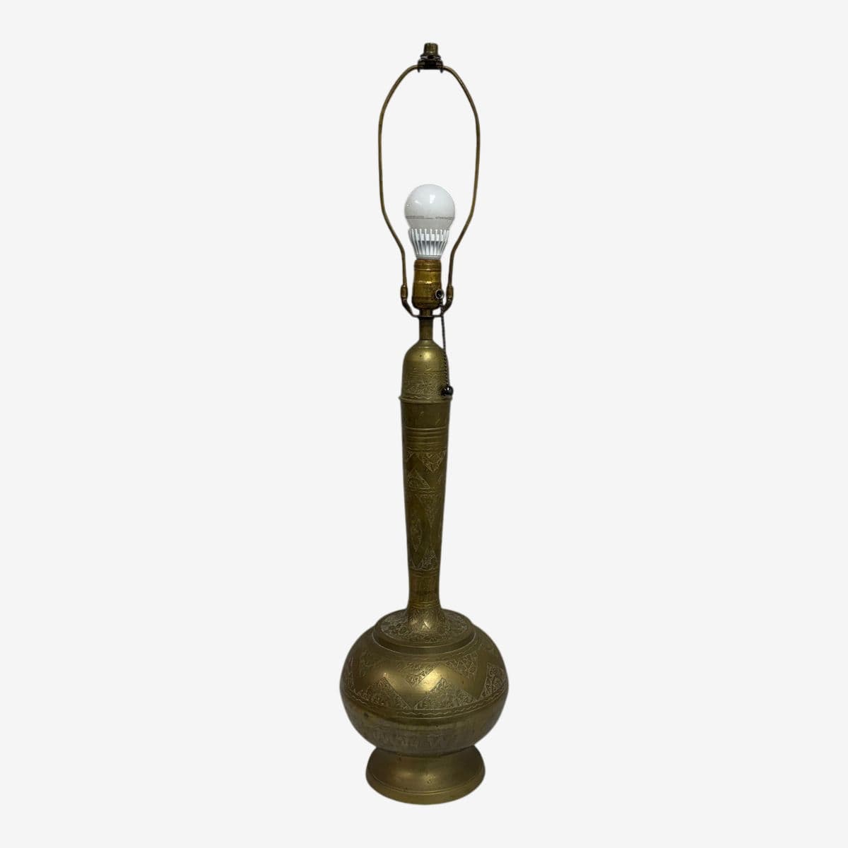 Vintage Etched Brass Table Lamp - Image 1