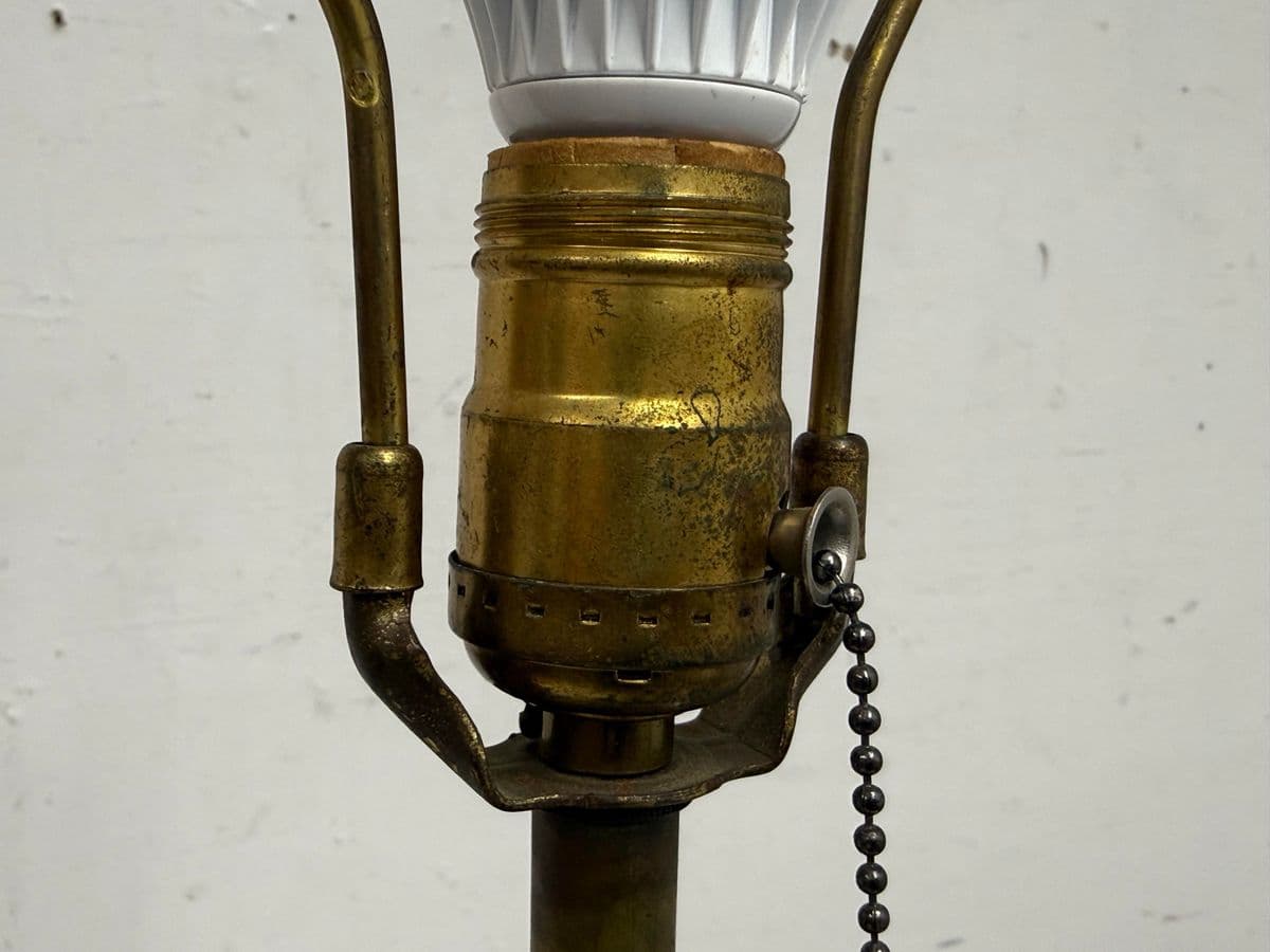 Vintage Etched Brass Table Lamp - Thumbnail 6