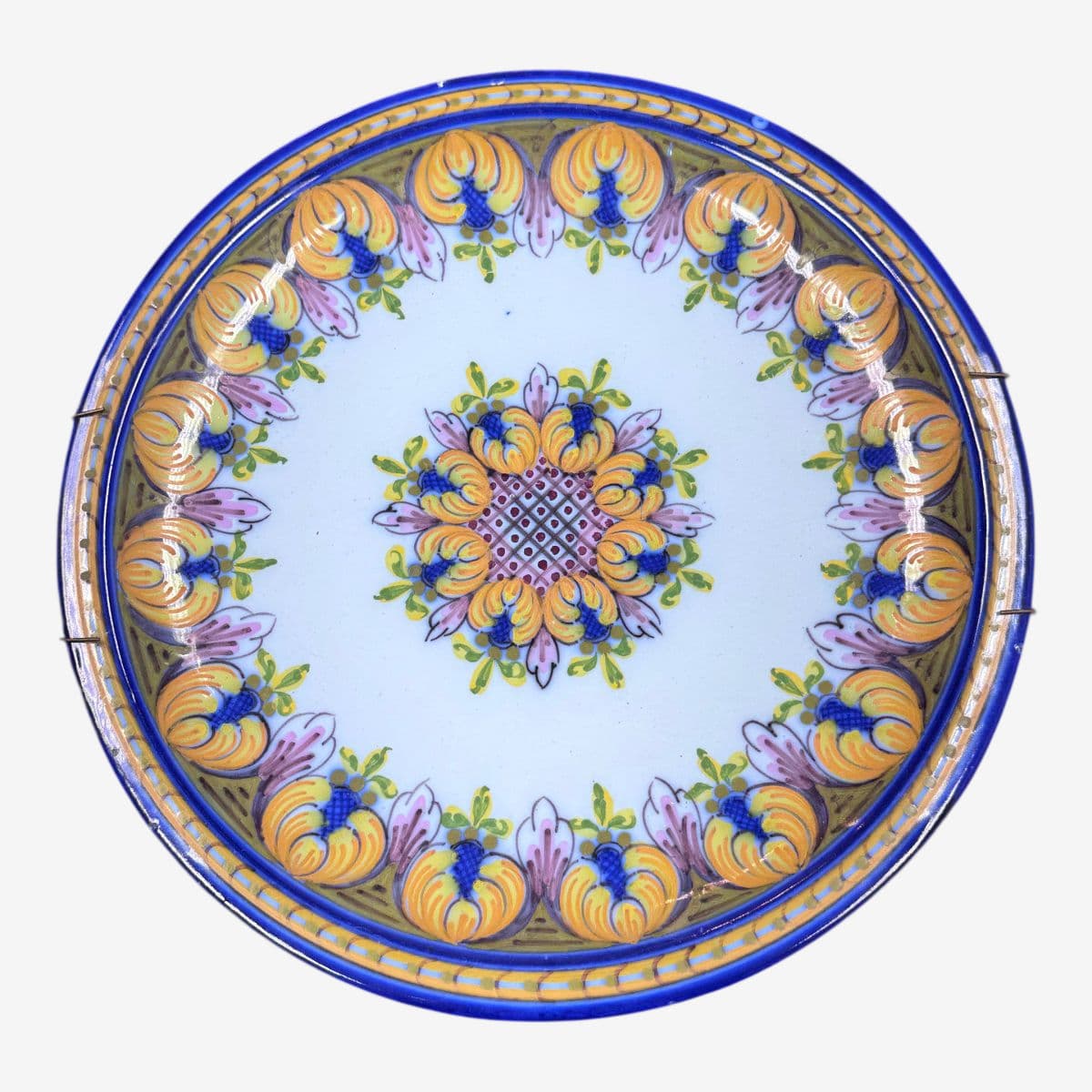 Portuguese Hand Painted Ceramic Wall Plate - Image 1