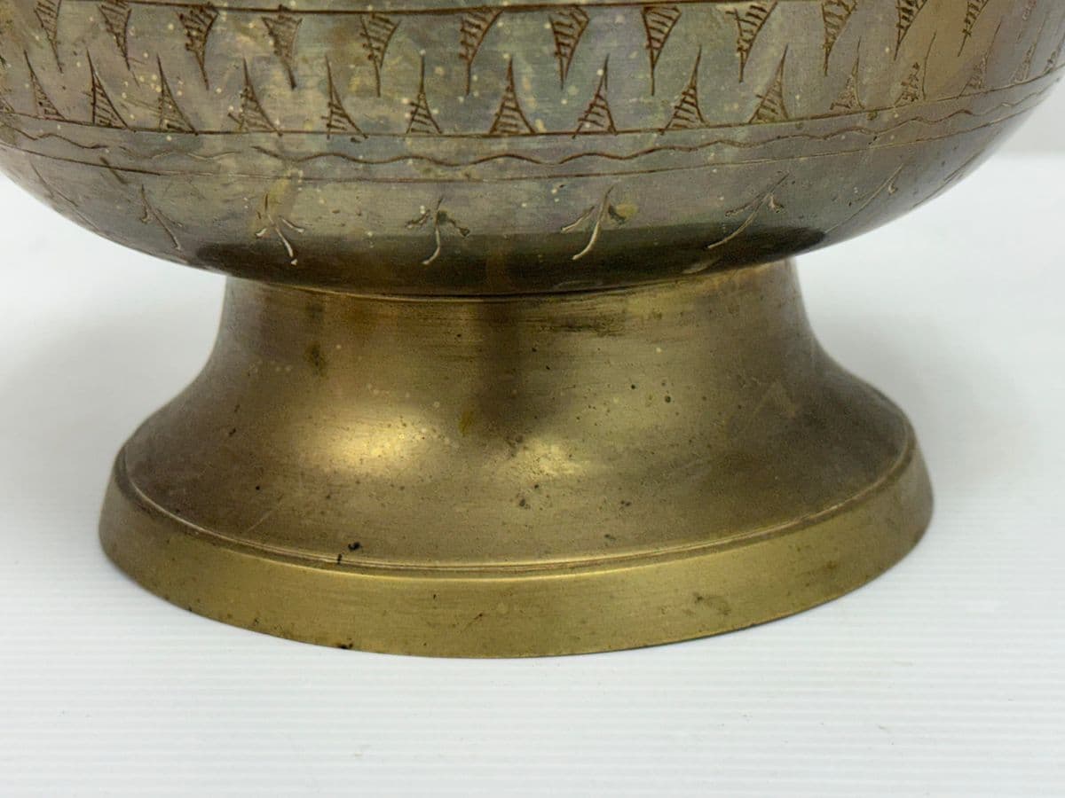 Vintage Etched Brass Table Lamp - Thumbnail 12