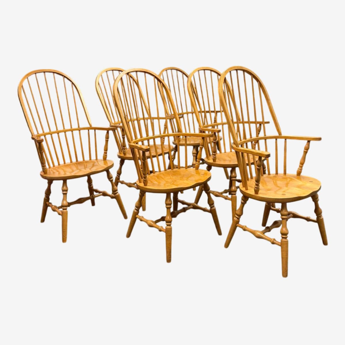 Vintage Habersham Plantation Windsor White Oak Chairs, Set of Six - Image 1