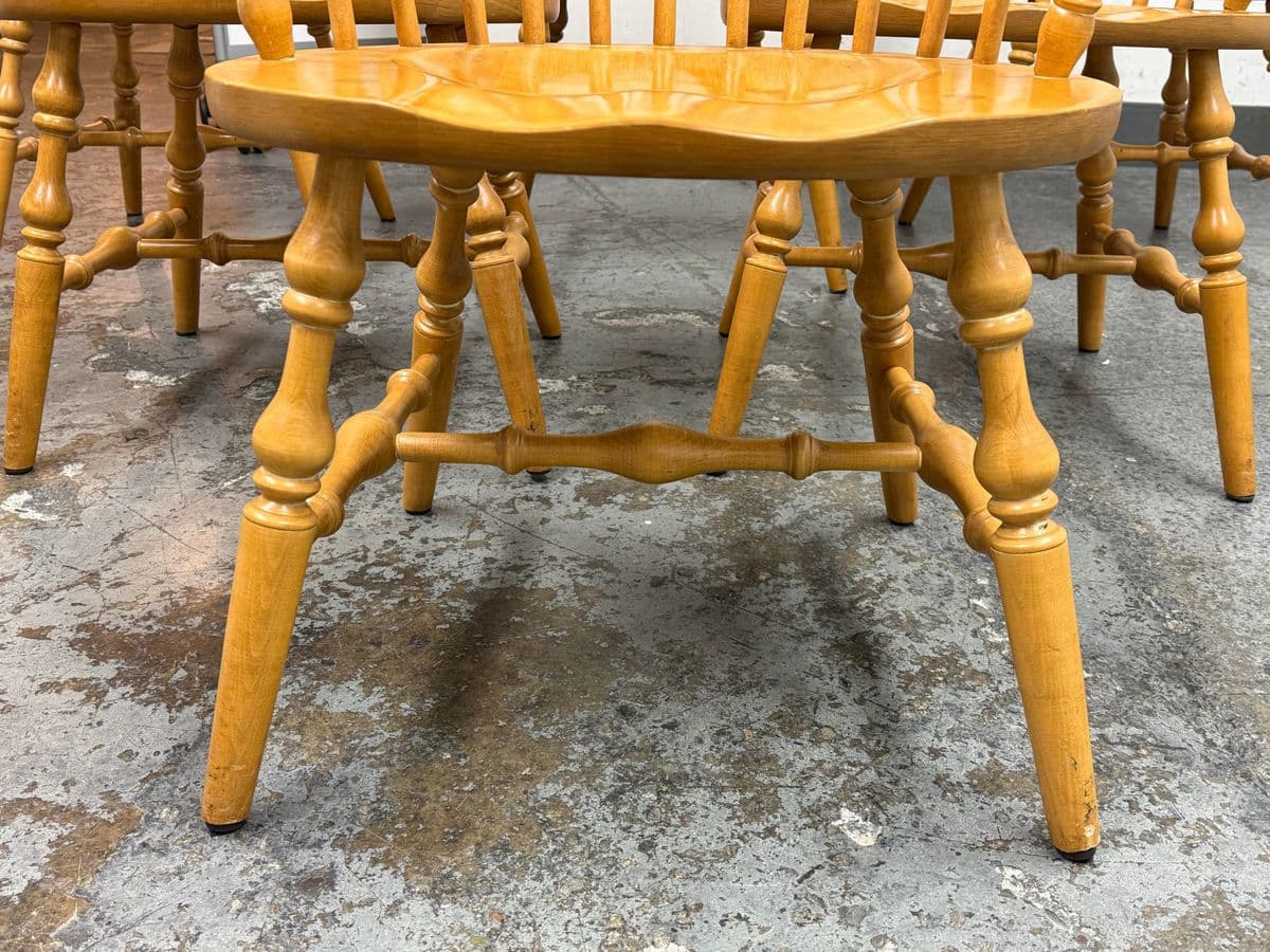 Vintage Habersham Plantation Windsor White Oak Chairs, Set of Six - Thumbnail 9