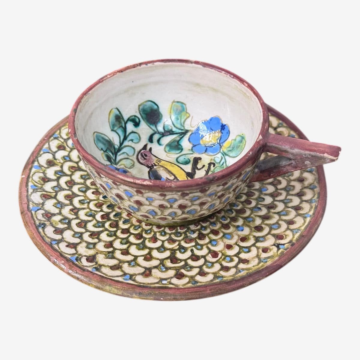 Italian Hand Painted Teacup on Saucer - Image 1