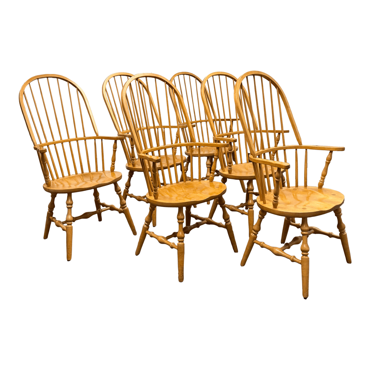 Vintage Habersham Plantation Windsor White Oak Chairs, Set of Six - Thumbnail 2