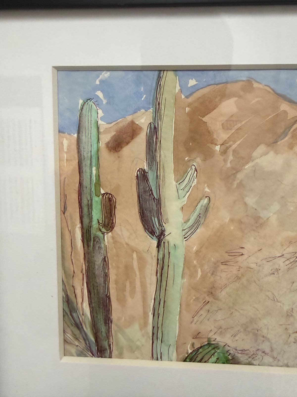 Landscape Watercolor of Desert Scene, Framed - Thumbnail 11