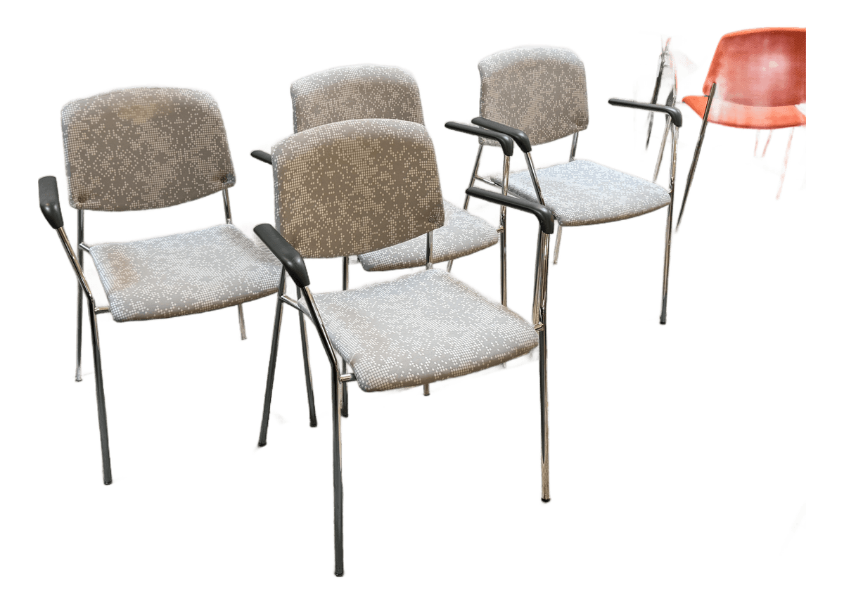 Hightower Modernist Stackable Damask Print Arm Chairs, Set of Four - Thumbnail 2