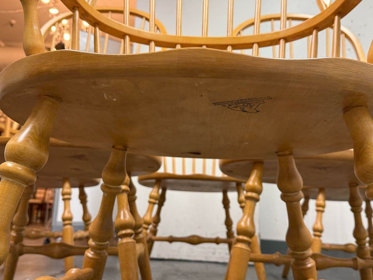 Vintage Habersham Plantation Windsor White Oak Chairs, Set of Six - Thumbnail 11