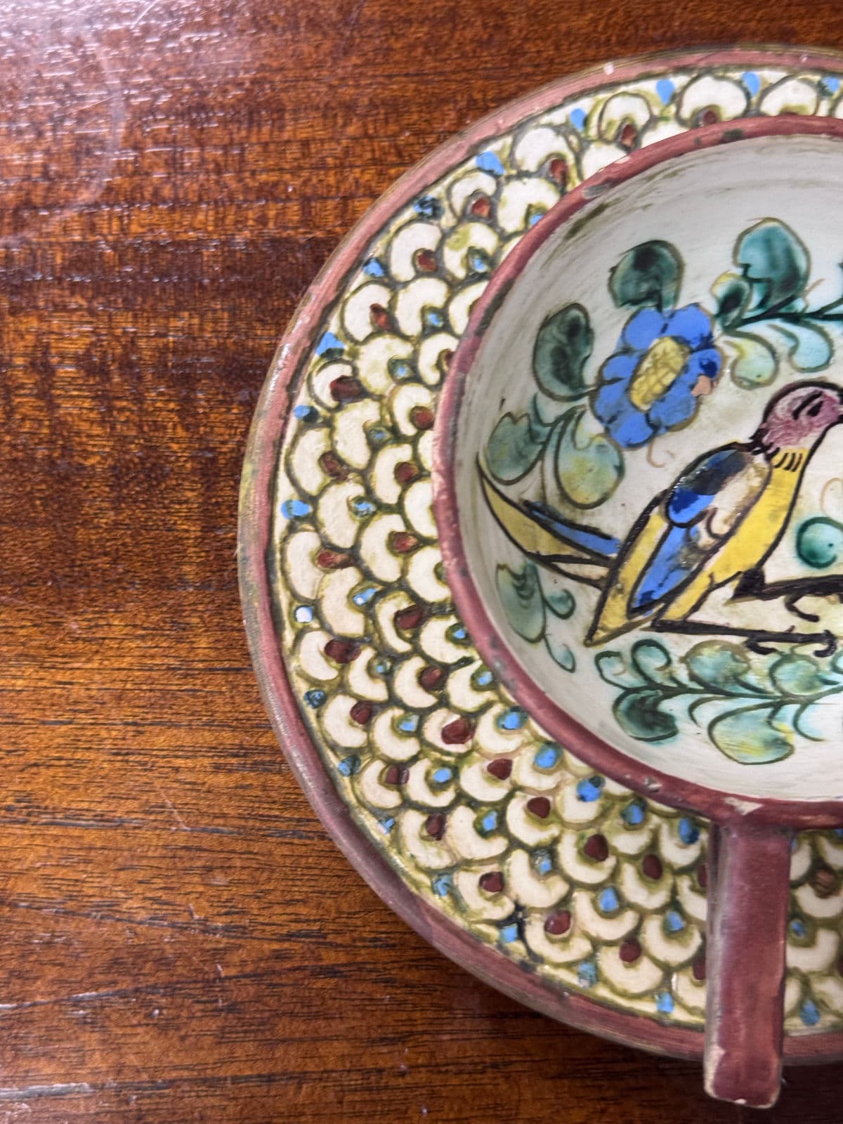 Italian Hand Painted Teacup on Saucer - Thumbnail 7