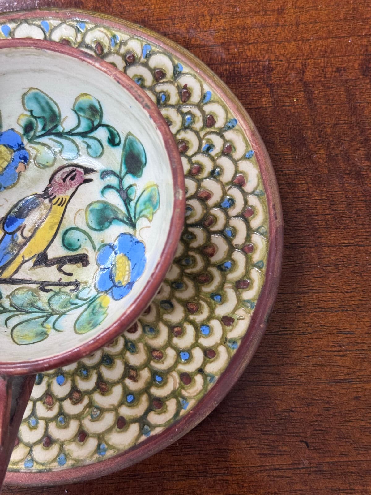 Italian Hand Painted Teacup on Saucer - Thumbnail 12