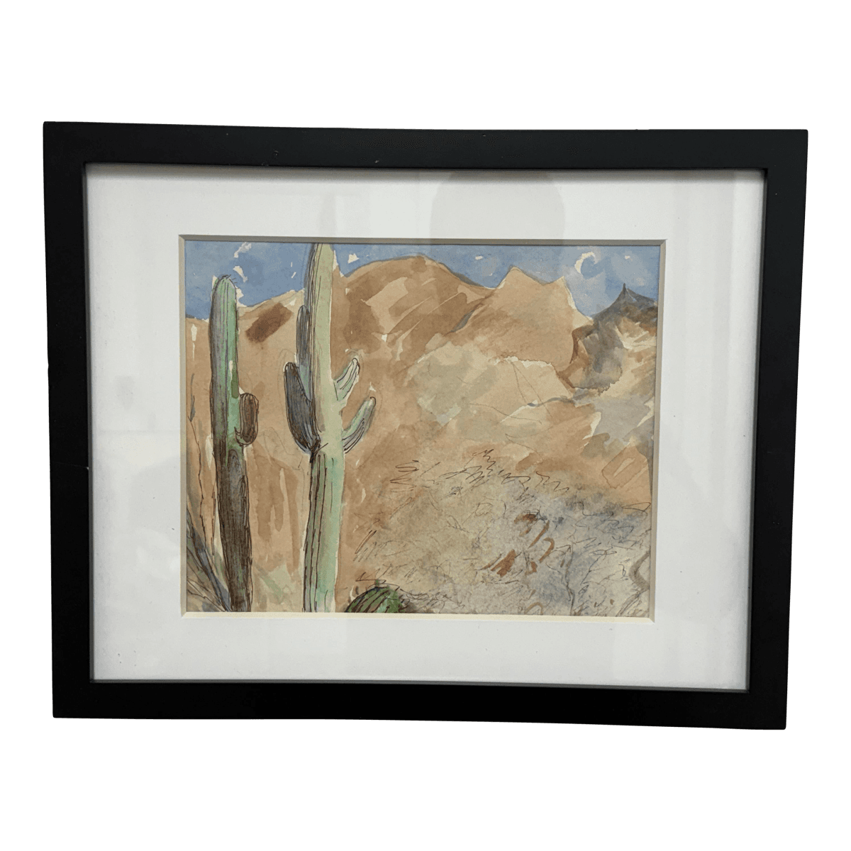 Landscape Watercolor of Desert Scene, Framed - Thumbnail 2