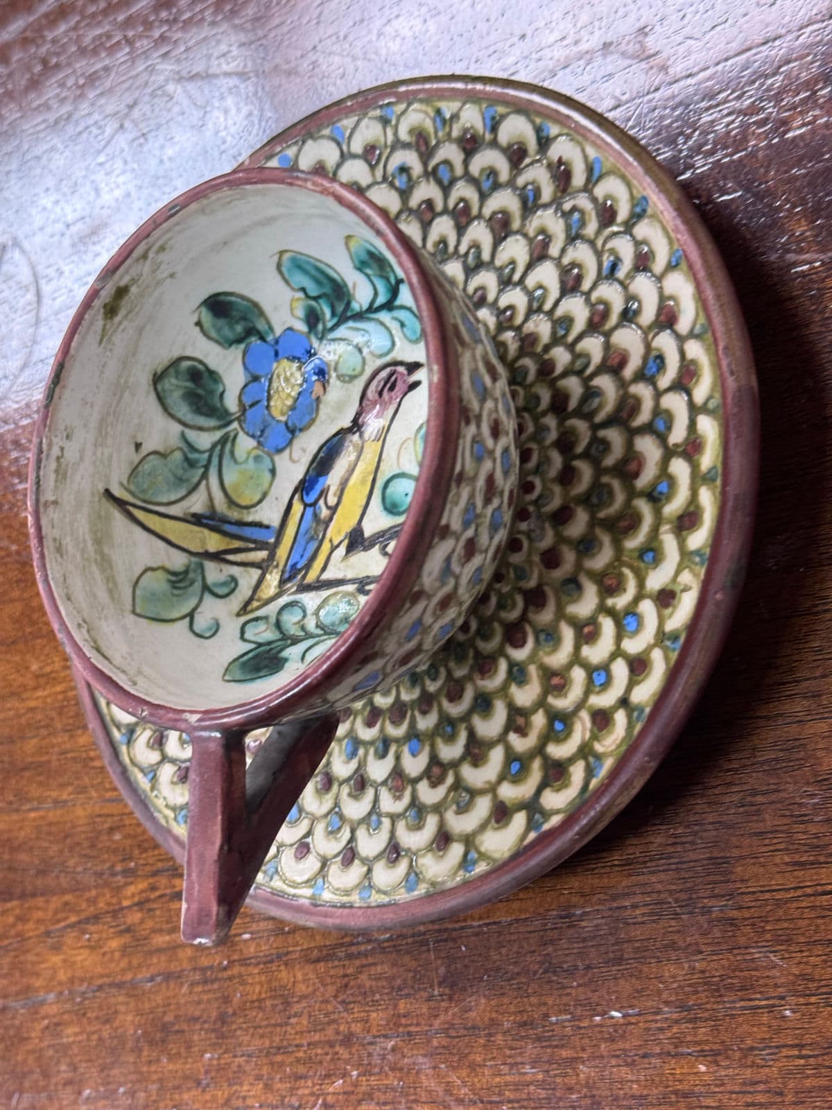 Italian Hand Painted Teacup on Saucer - Thumbnail 11