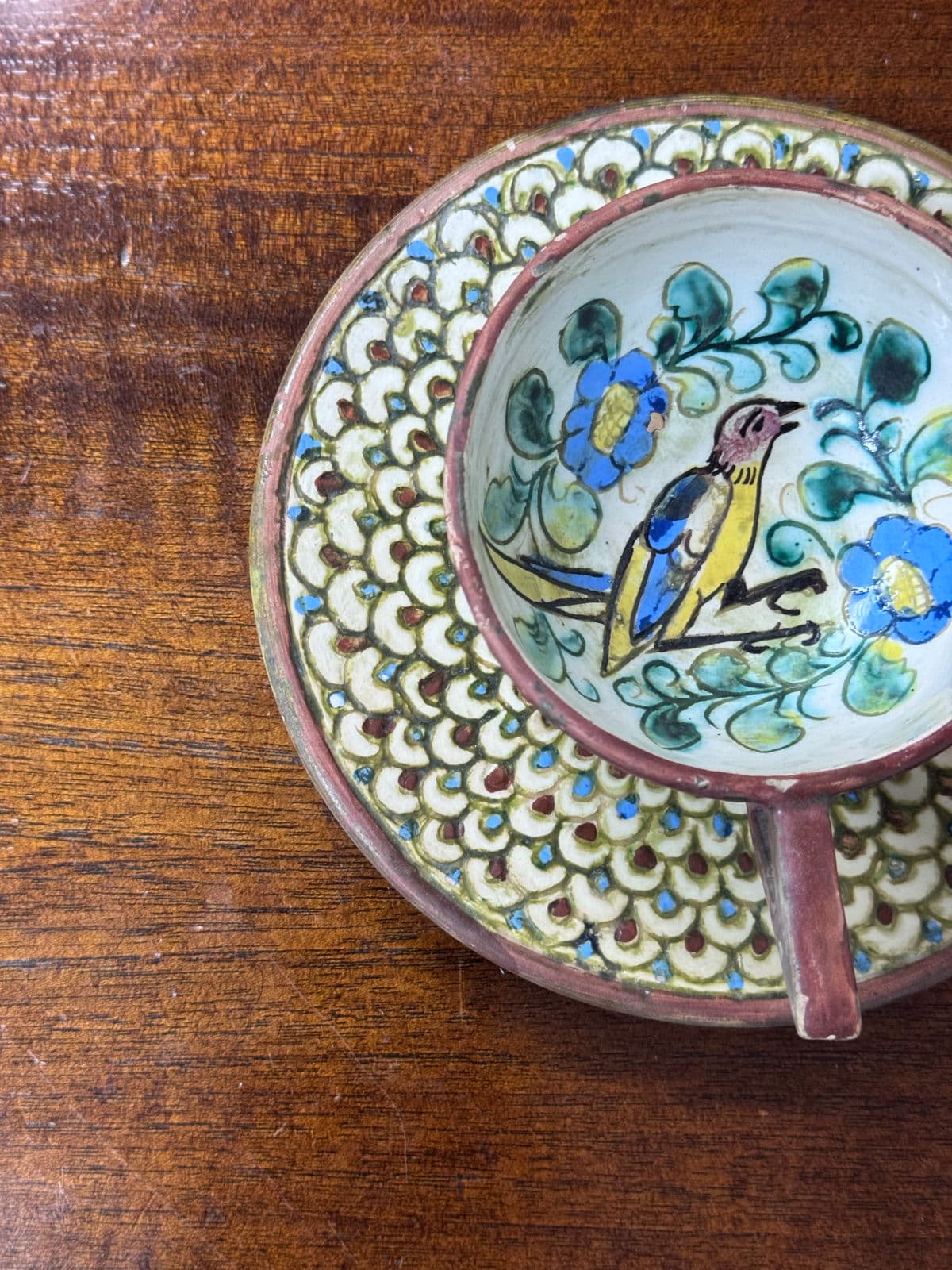 Italian Hand Painted Teacup on Saucer - Thumbnail 13