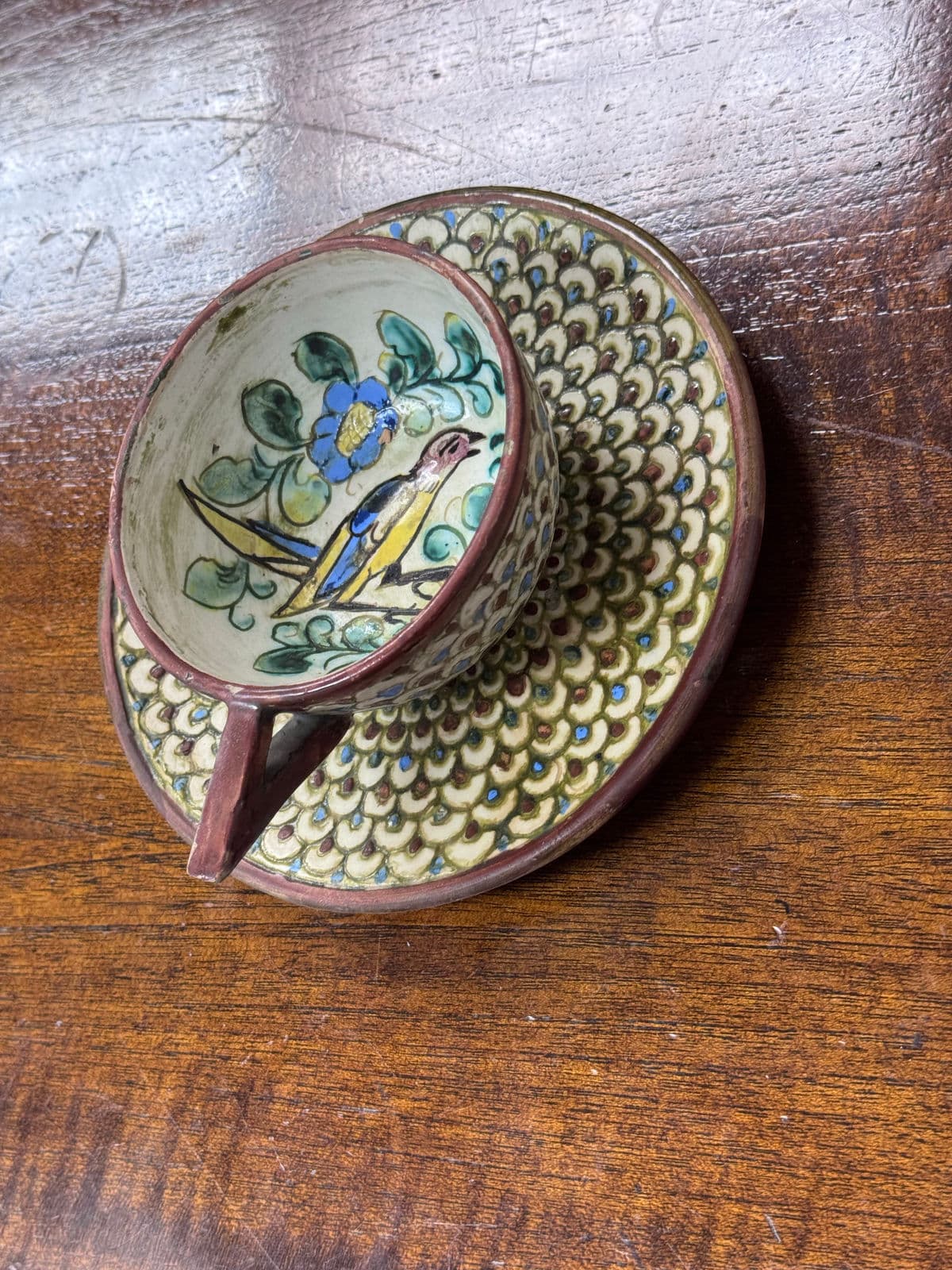 Italian Hand Painted Teacup on Saucer - Thumbnail 8