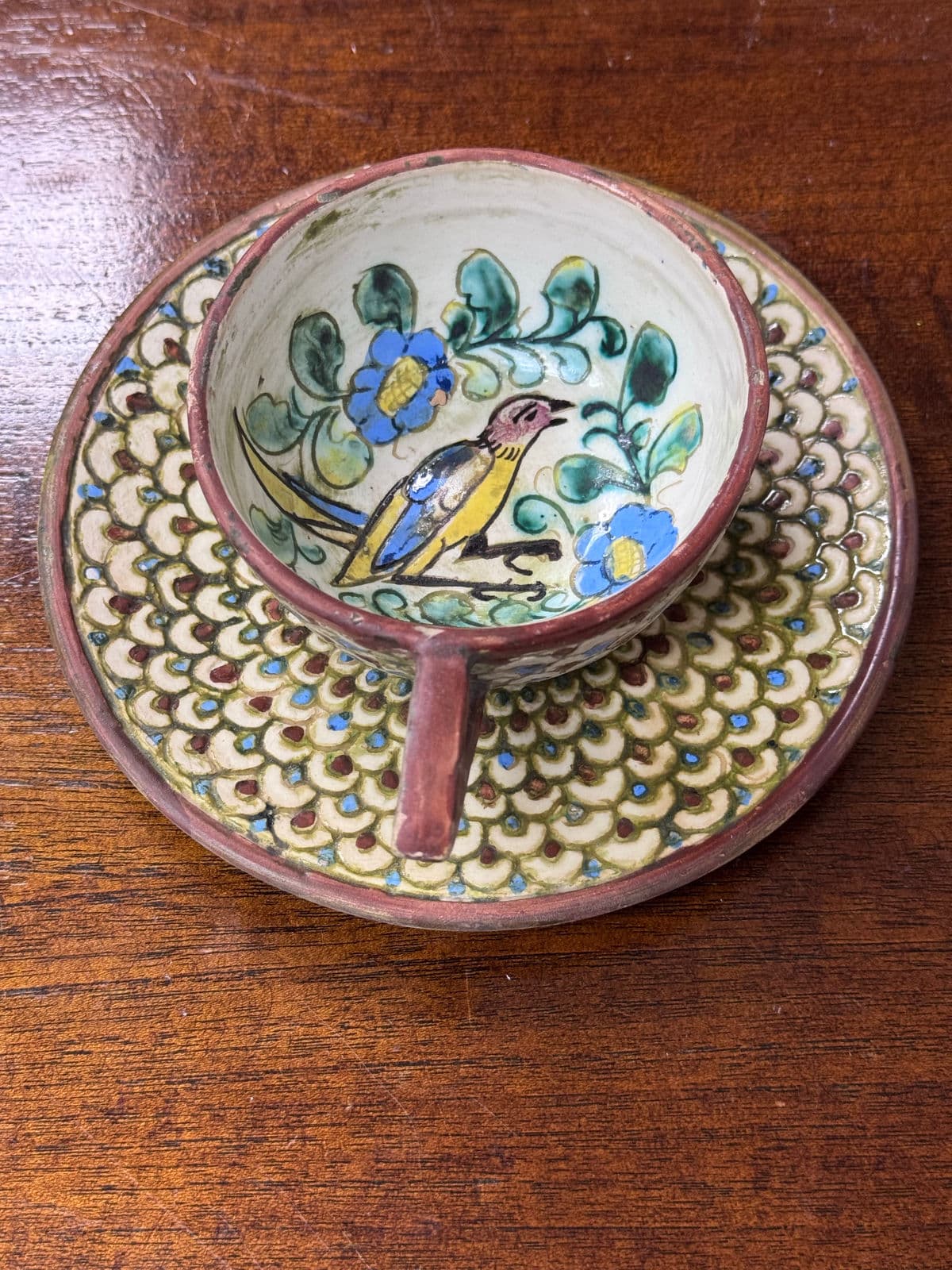 Italian Hand Painted Teacup on Saucer - Thumbnail 5