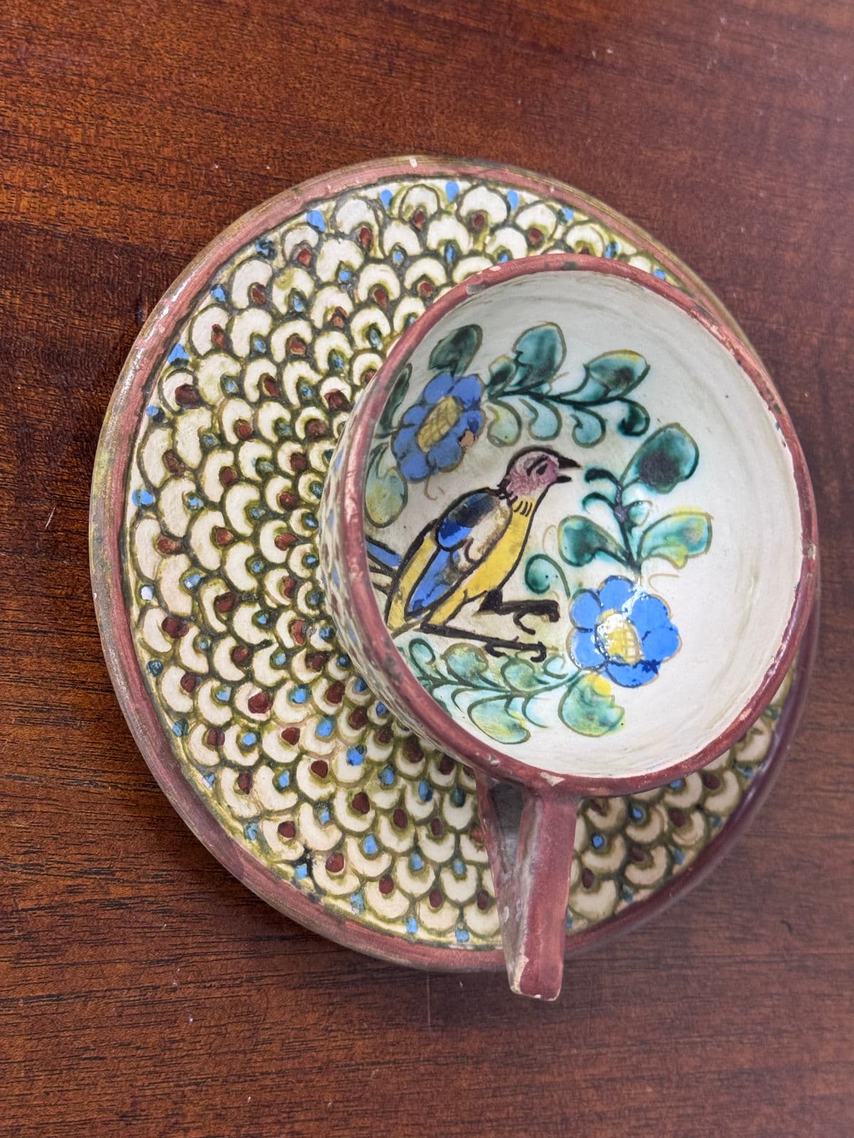 Italian Hand Painted Teacup on Saucer - Thumbnail 9