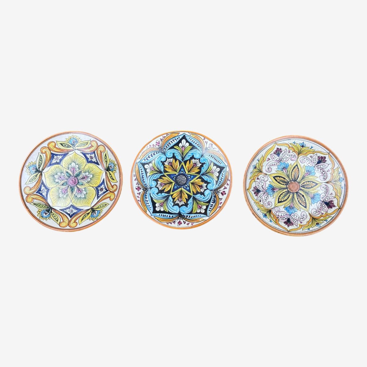 Circa 1990's Ceramic Erincina Hand Painted Wall Plates, Set of Three - Image 1