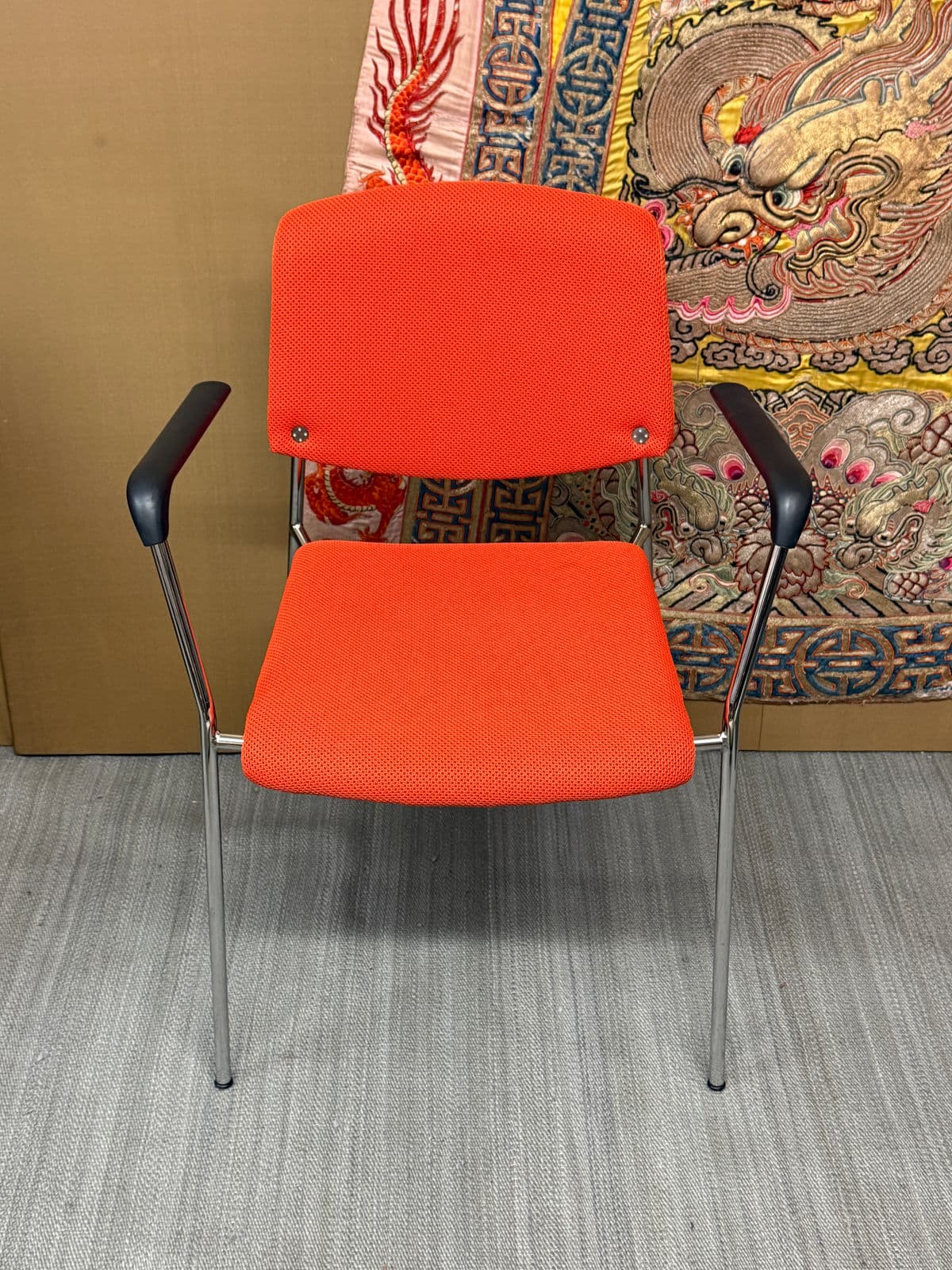 Hightower Modernist Stackable Arm Chair, Orange - Thumbnail 5