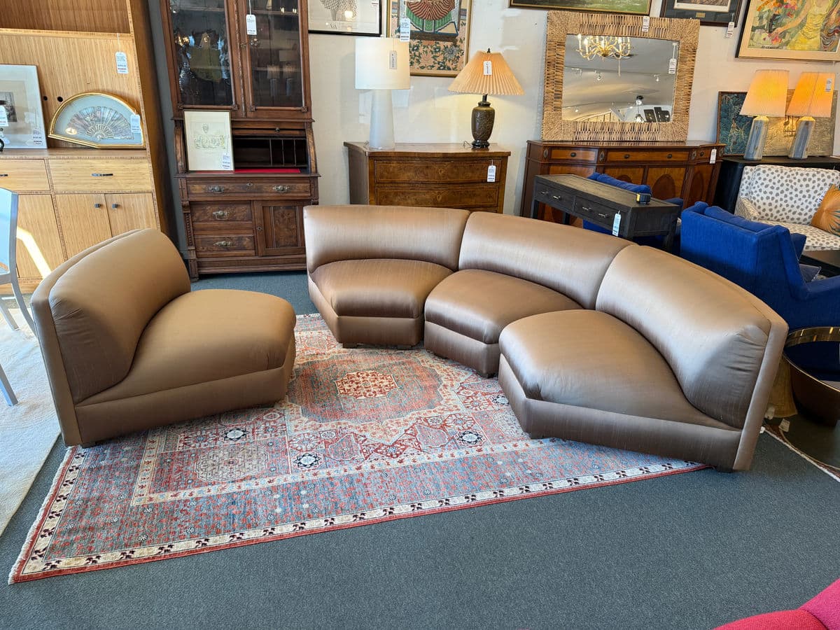 Richard Andronaco Golden Bronze Silk Serpentine Sectional - Thumbnail 6