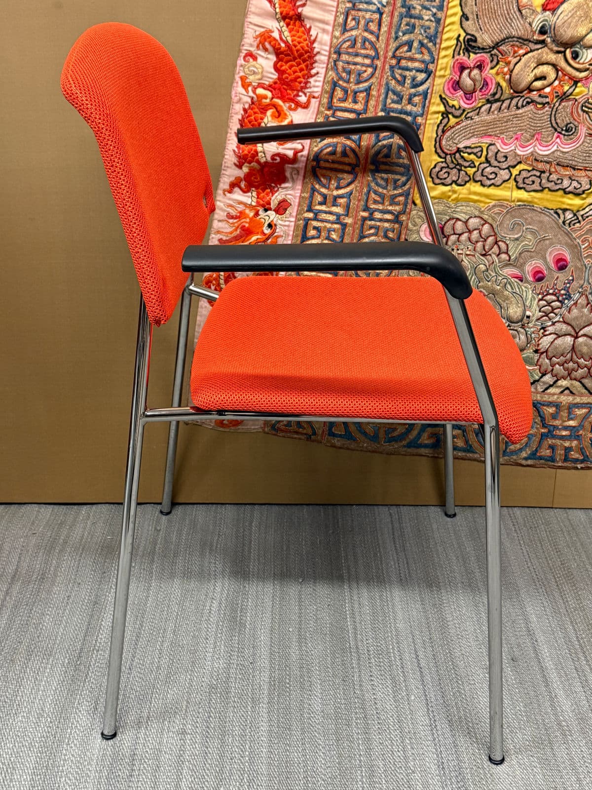 Hightower Modernist Stackable Arm Chair, Orange - Thumbnail 4