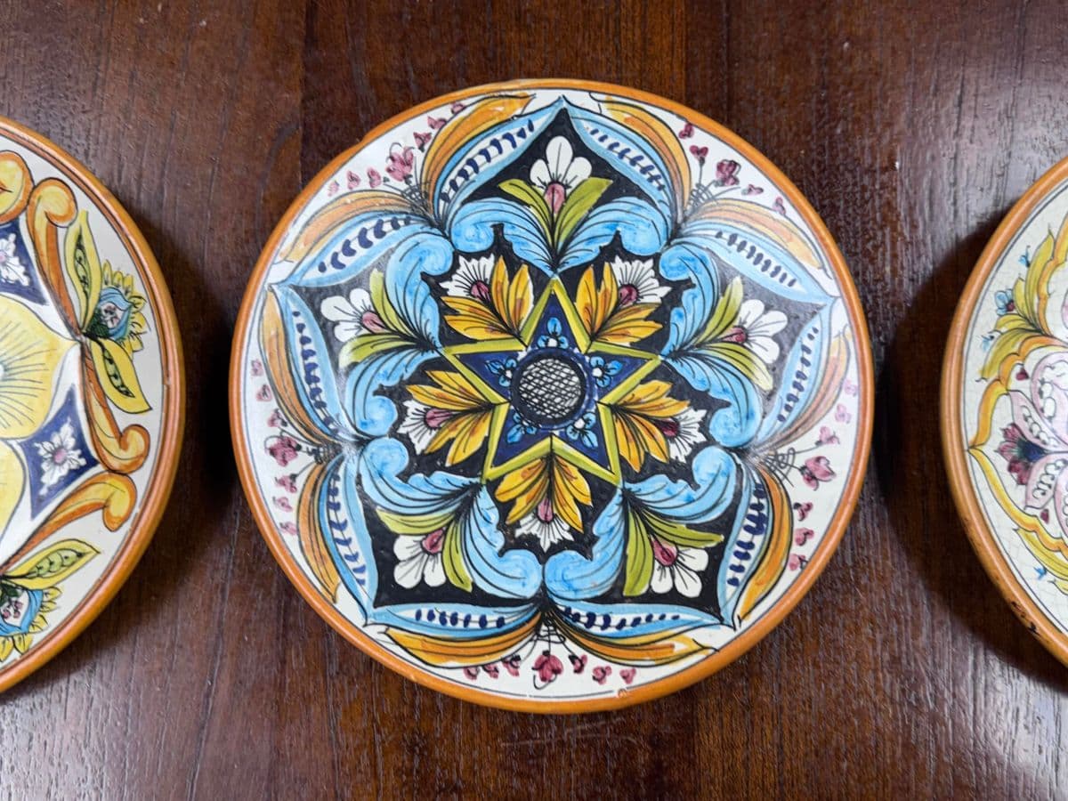 Circa 1990's Ceramic Erincina Hand Painted Wall Plates, Set of Three - Thumbnail 5