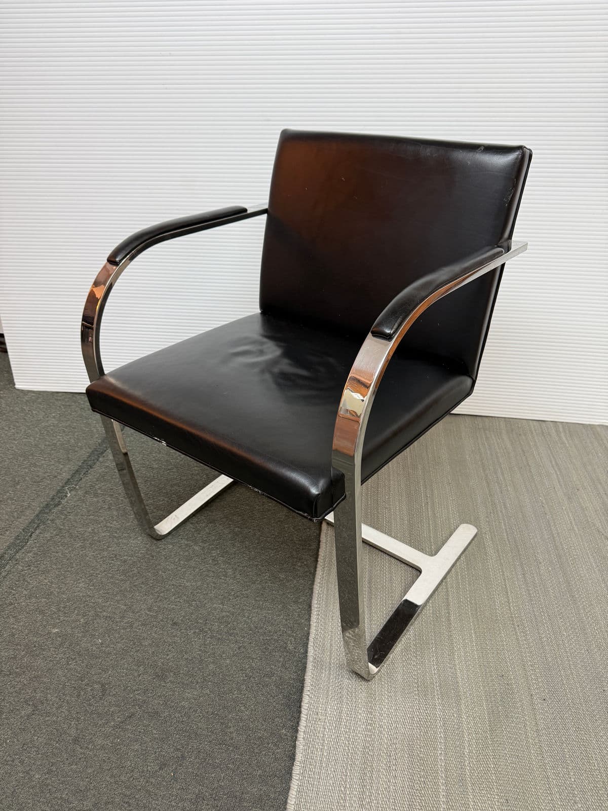 Brueton Cantilever Leather + Chrome Chairs, Pair - Thumbnail 4