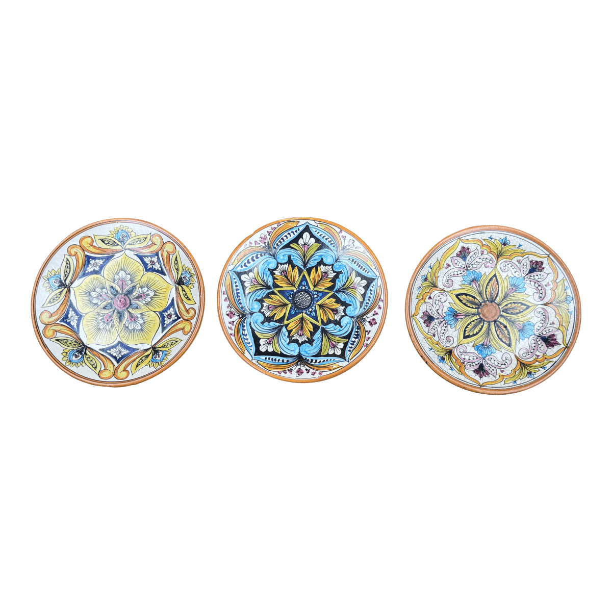 Circa 1990's Ceramic Erincina Hand Painted Wall Plates, Set of Three - Thumbnail 2