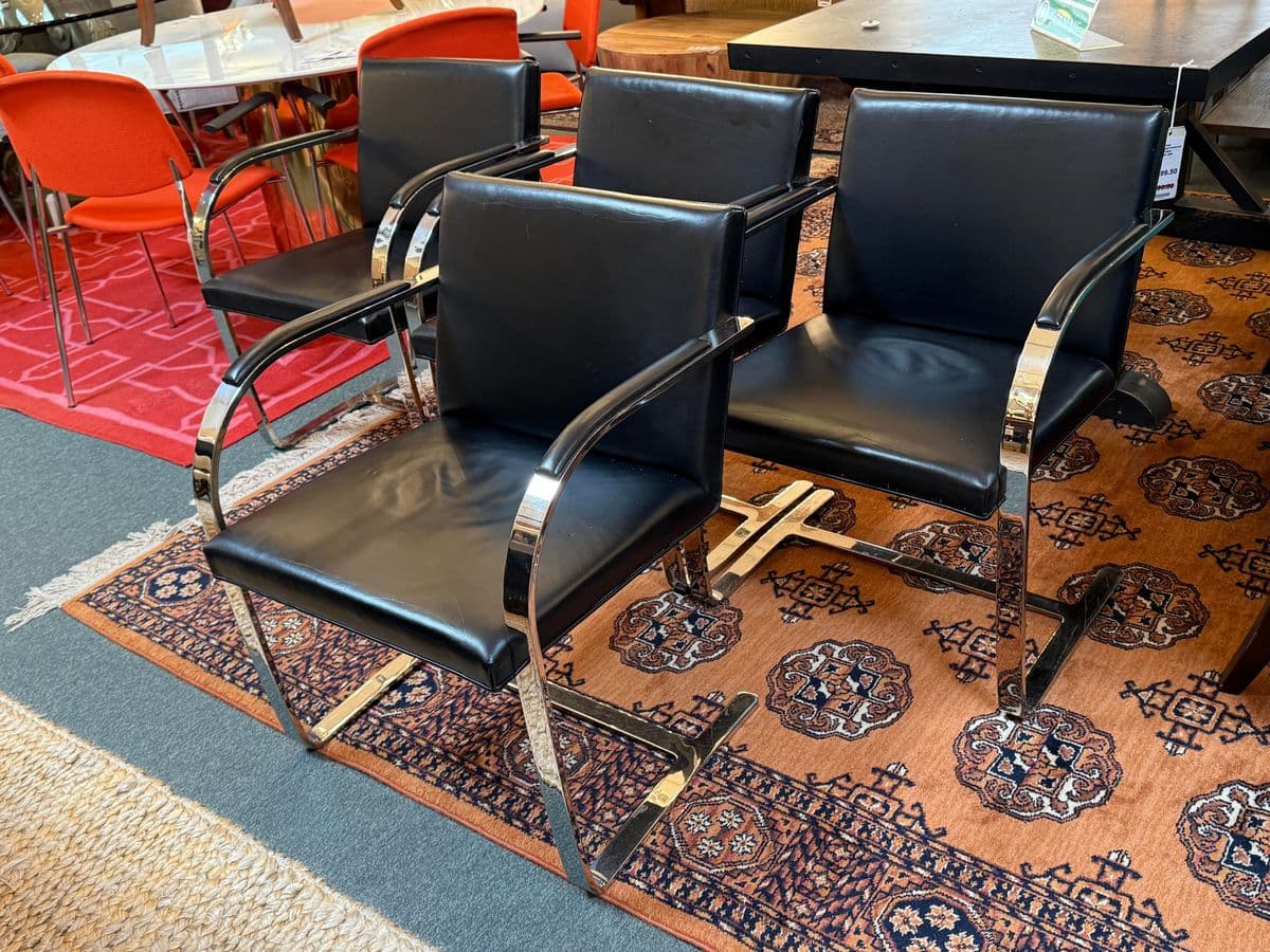 Brueton Cantilever Leather + Chrome Chairs, Pair - Thumbnail 5