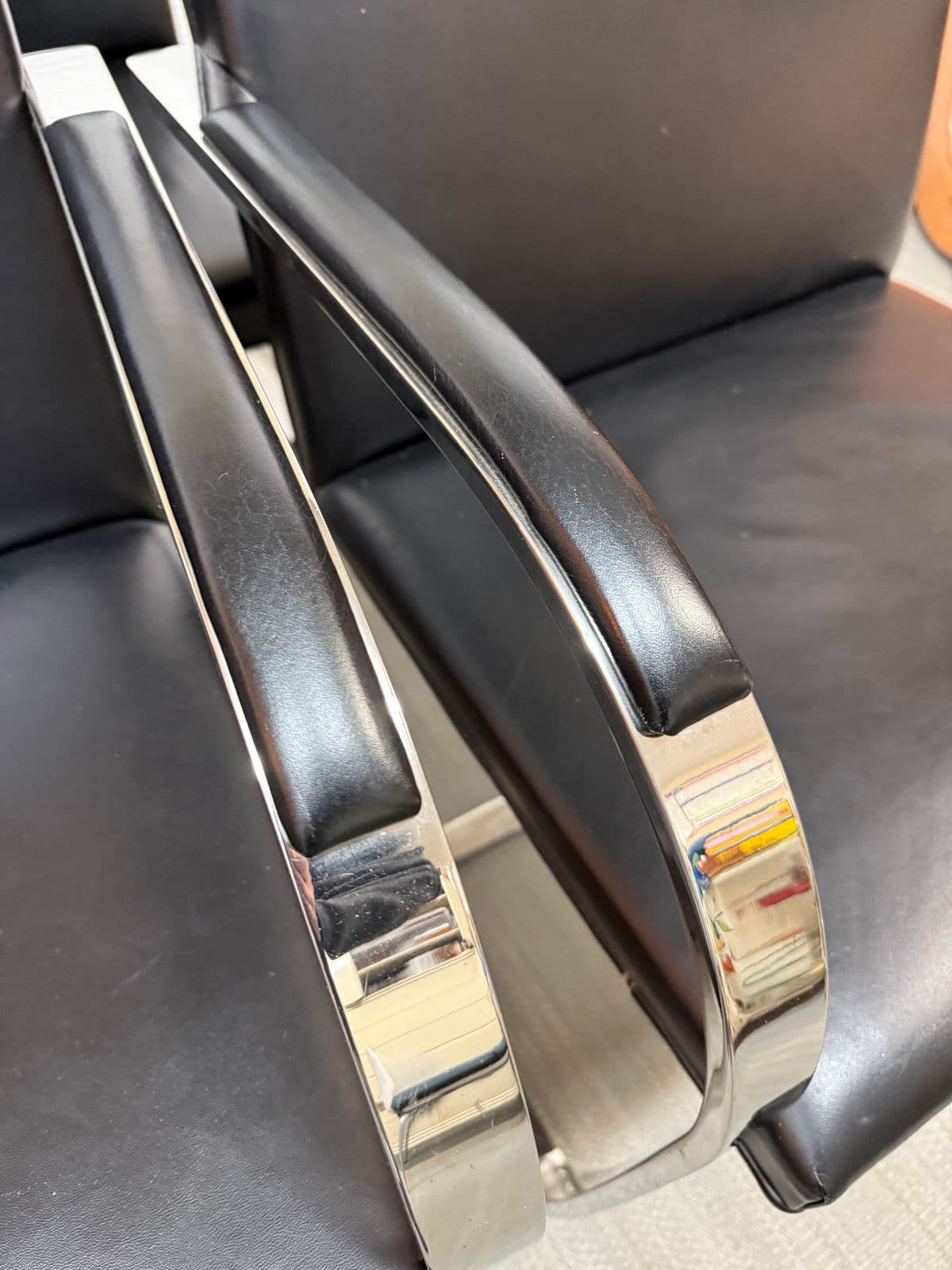 Brueton Cantilever Leather + Chrome Chairs, Pair - Thumbnail 12