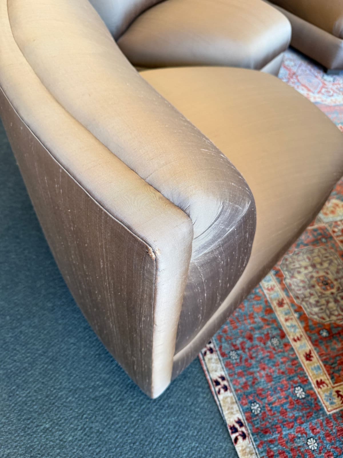 Richard Andronaco Golden Bronze Silk Serpentine Sectional - Thumbnail 8