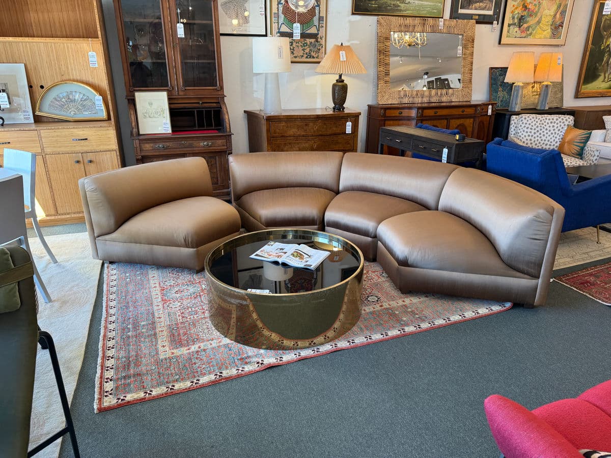 Richard Andronaco Golden Bronze Silk Serpentine Sectional - Thumbnail 11