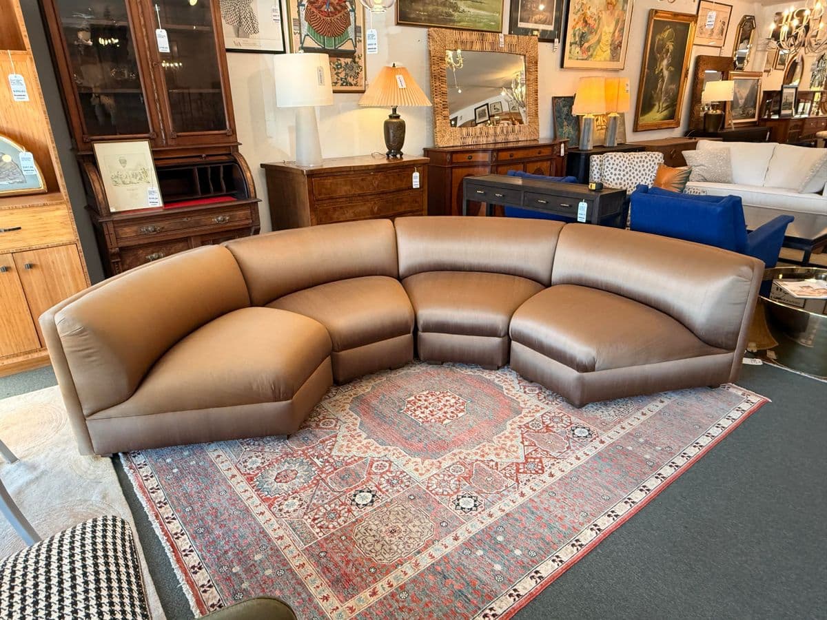 Richard Andronaco Golden Bronze Silk Serpentine Sectional - Thumbnail 9