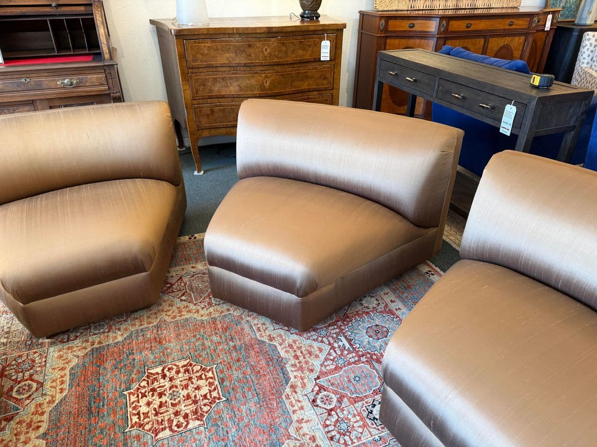 Richard Andronaco Golden Bronze Silk Serpentine Sectional - Thumbnail 17