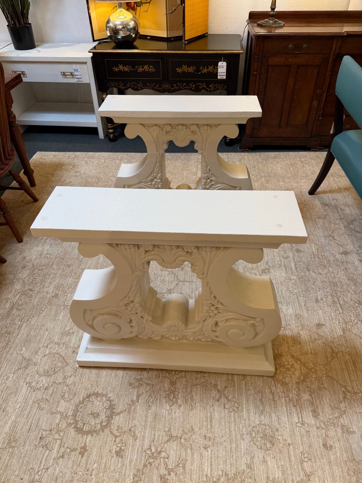 Kreiss Double Pedestal + Beveled Glass Top Dining Table - Thumbnail 6