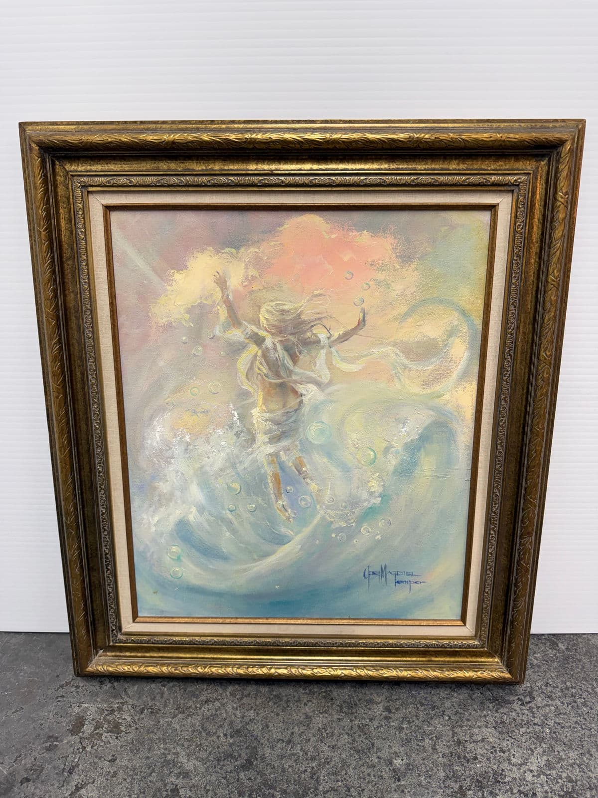 G. Magdiel Kemper Female Acrylic Painting, Framed - Thumbnail 4