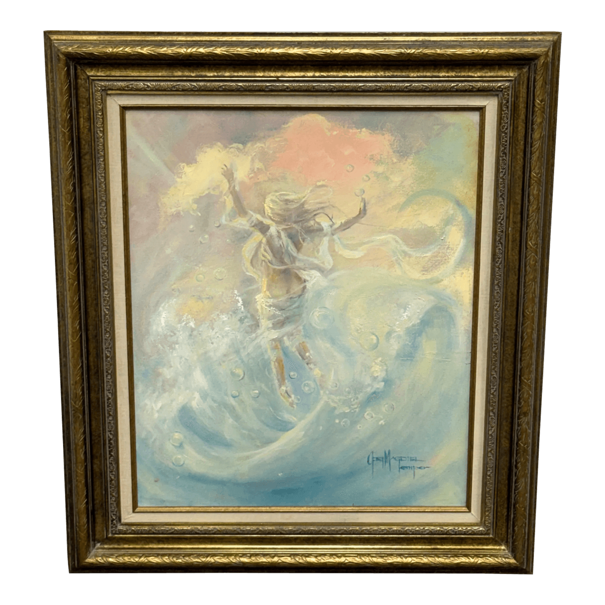 G. Magdiel Kemper Female Acrylic Painting, Framed - Thumbnail 2