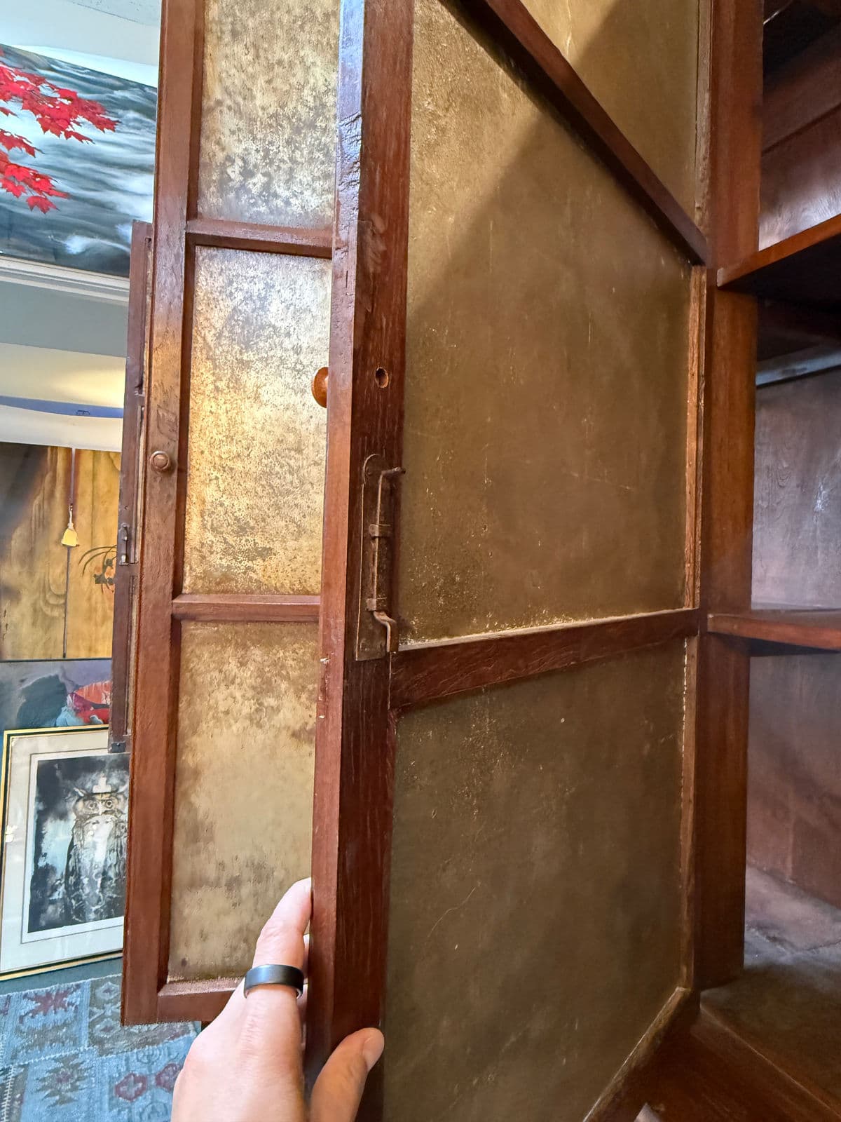 Oversized Teak Wood Wall Cabinet, Two Piece - Thumbnail 12