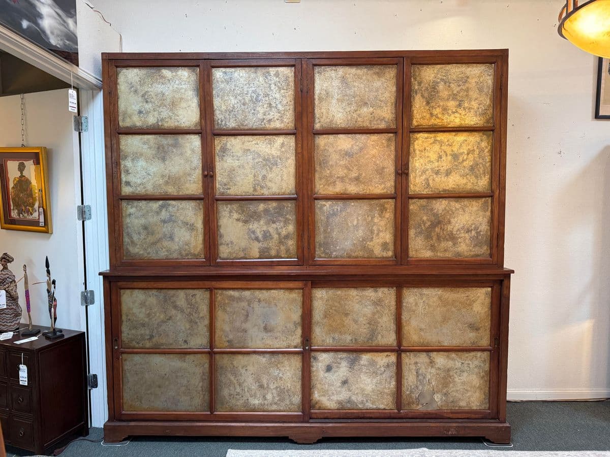 Oversized Teak Wood Wall Cabinet, Two Piece - Thumbnail 6