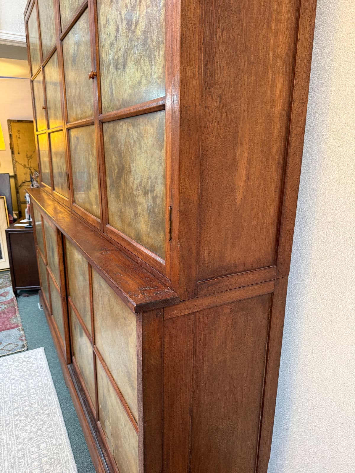 Oversized Teak Wood Wall Cabinet, Two Piece - Thumbnail 10