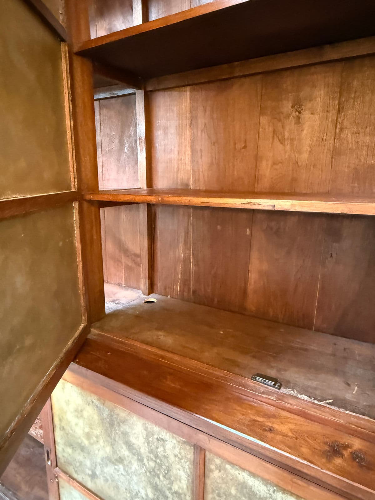 Oversized Teak Wood Wall Cabinet, Two Piece - Thumbnail 8