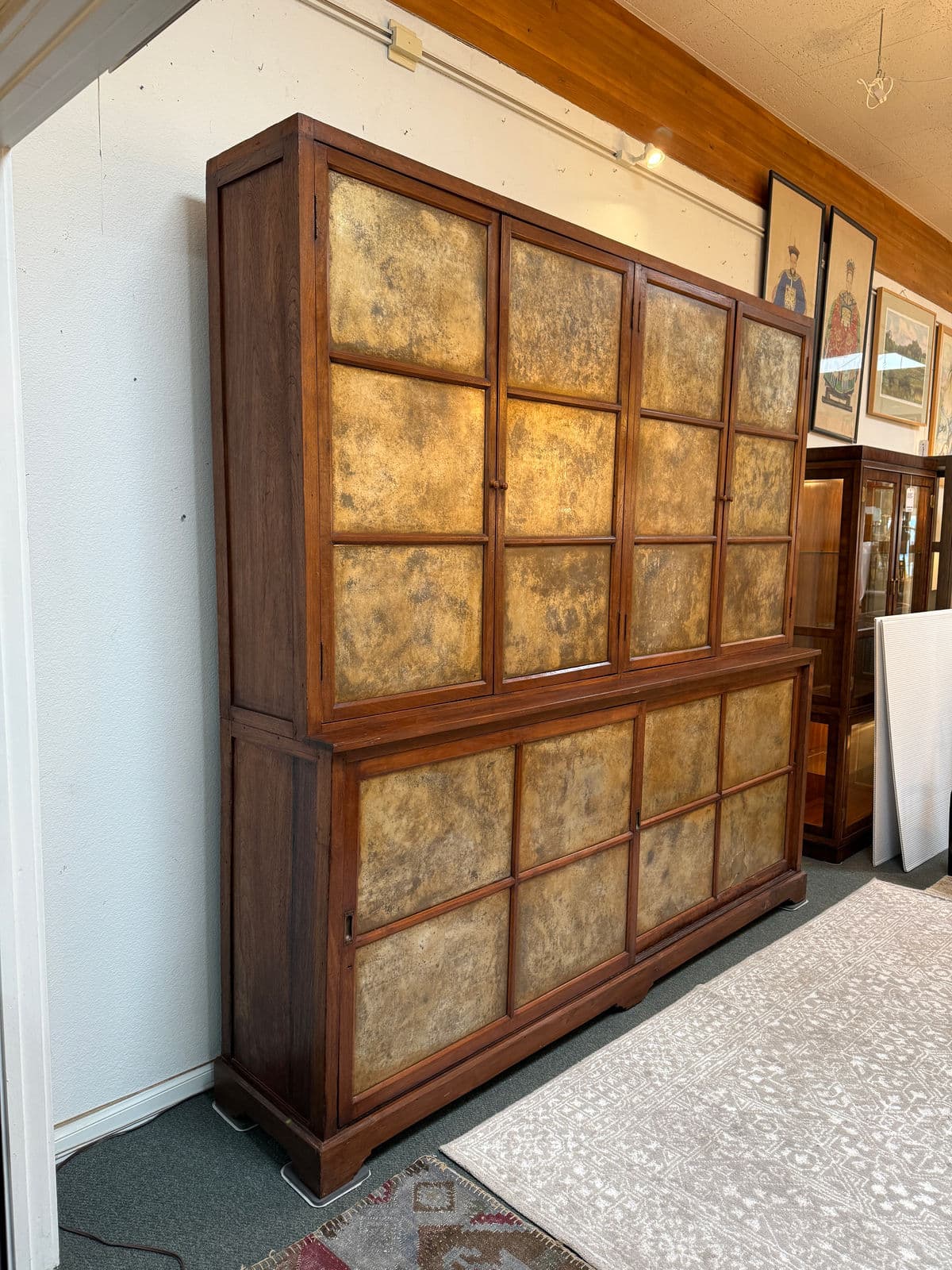 Oversized Teak Wood Wall Cabinet, Two Piece - Thumbnail 5