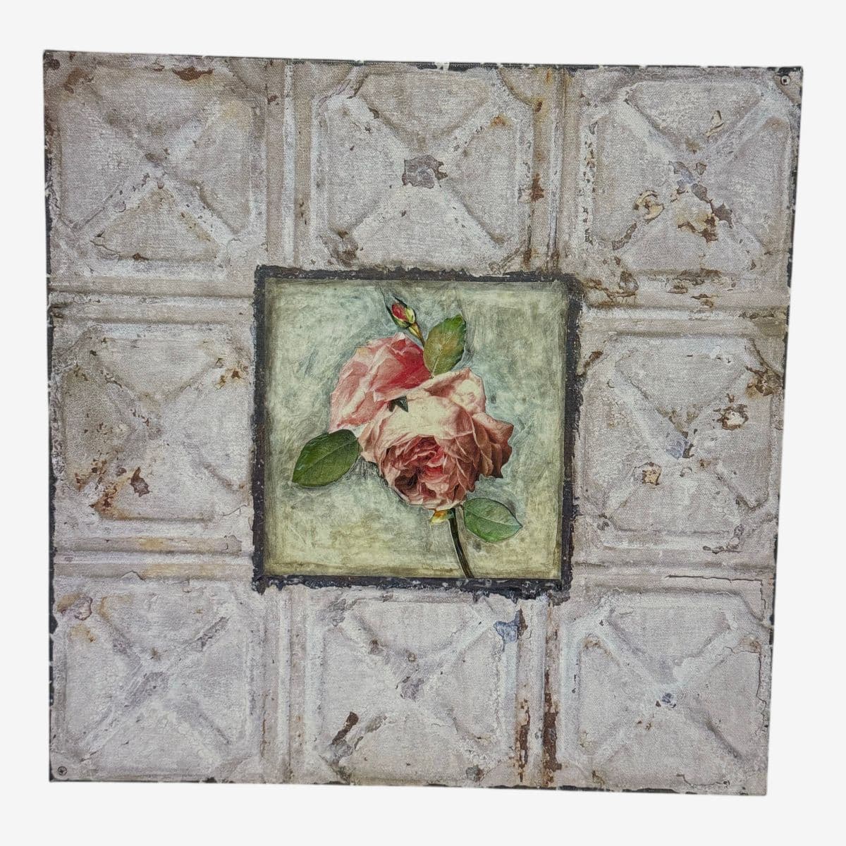 Peggy Abrams Style Rose Tile Print of Canvas - Image 1